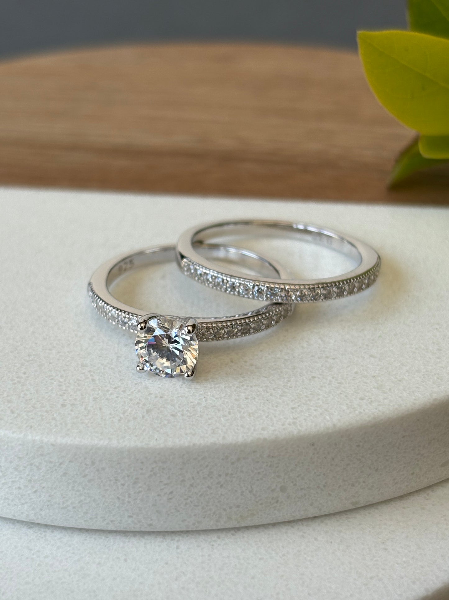 925 SILVER CZ SOLITAIRE RING SET