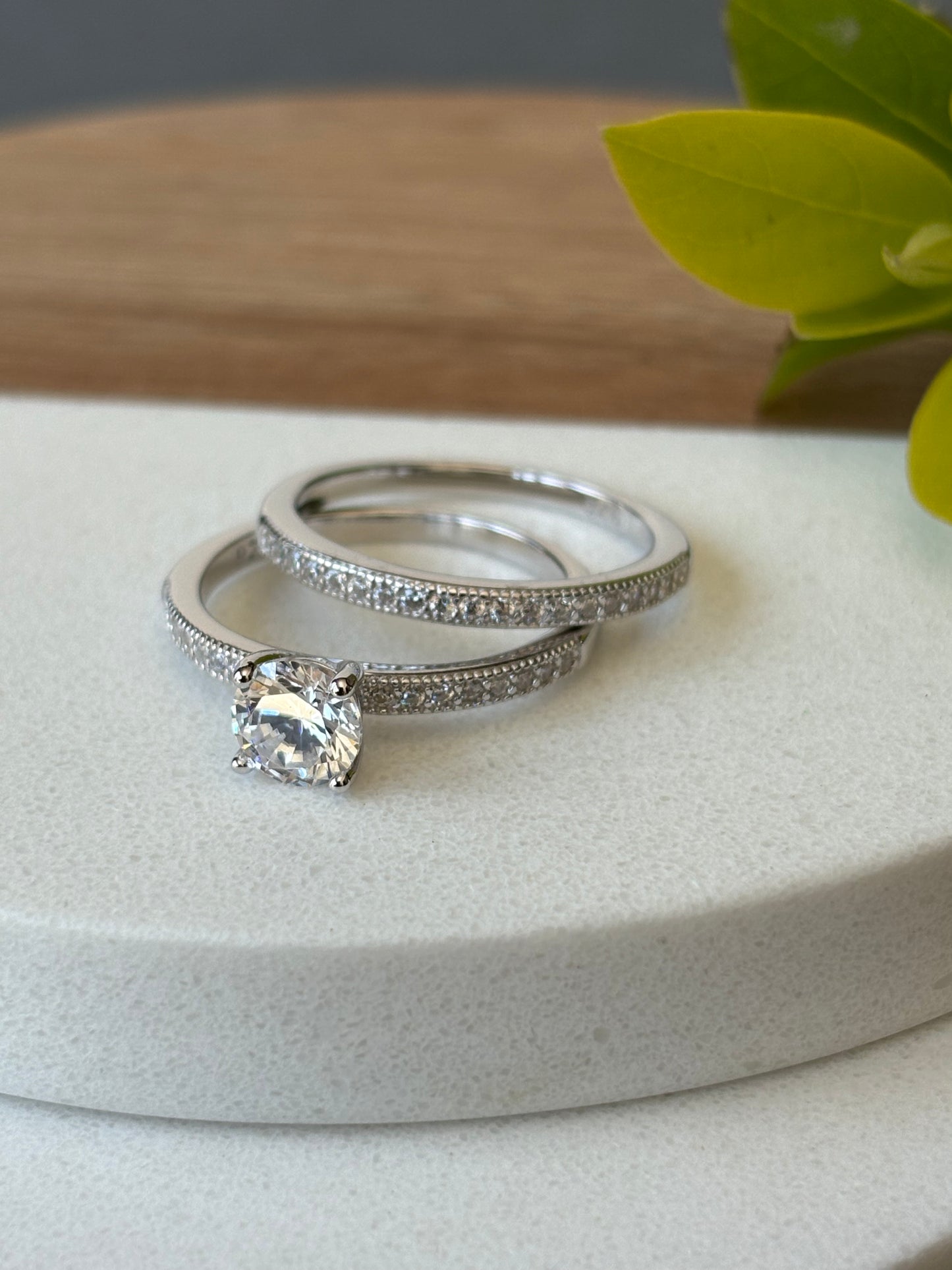 925 SILVER CZ SOLITAIRE RING SET